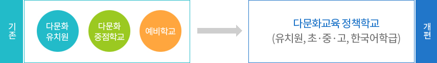 다문화교육 정책학교 사업개편 그림 설명은 하단 내용참고